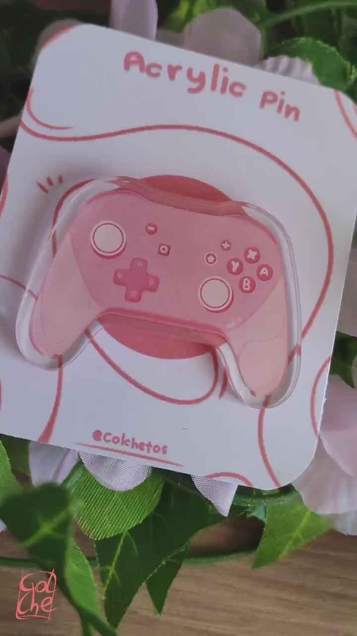 Pink Controller Pink  Acrylic Pin - Gamer Girl - Regalo Gamer - Accesorios kawaii - by Colchetos
