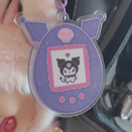 Tamagotchi Kuromi Acrylic Keychain - Kuromi Keychain - Kuromi Keyring - Soft Goth Gift - By Colchetos