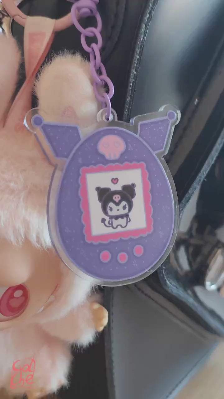 Tamagotchi Kuromi Acrylic Keychain - Kuromi Keychain - Kuromi Keyring - Soft Goth Gift - By Colchetos