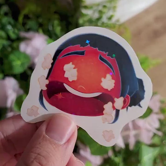 Zoey Funny Red Popcorn Face Meme Sticker - Zoey kpop demon hunters huntrix - Premium Waterproof Stars Sticker - Best Huntrx Gifs