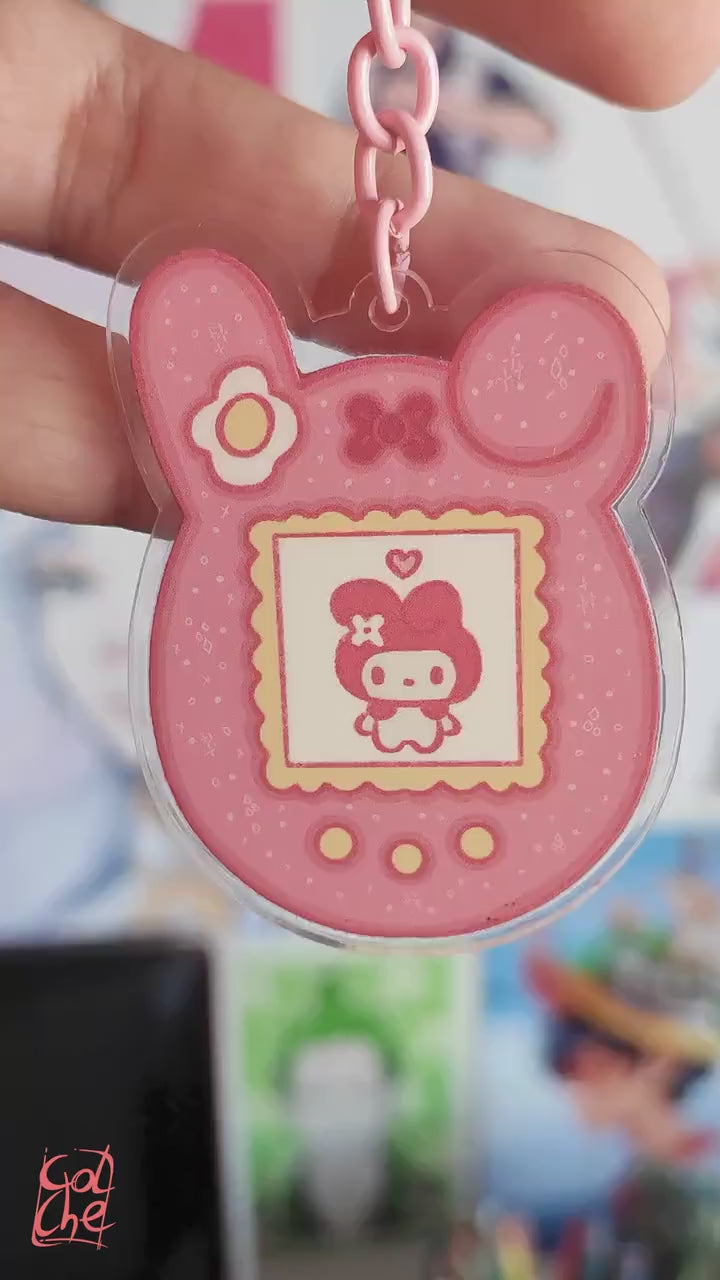 Tamagotchi My Melody Acrylic Keychain - My Melody Keychain - My Melody Keyring - Soft Goth Gift - By Colchetos