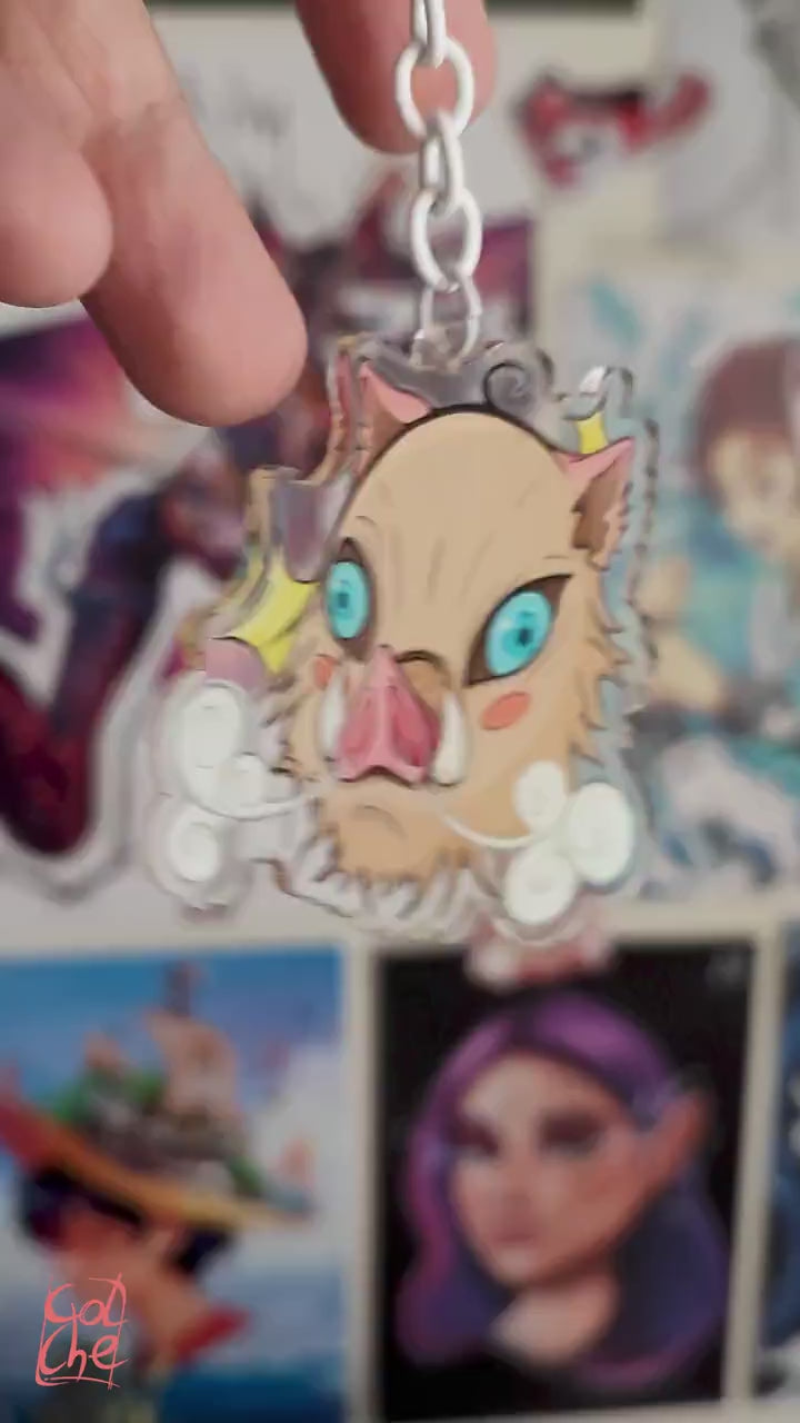 Inosuke Hashibira Acrylic Keychain - Demon Slayer - Kimetsu no Yaiba - by Colchetos